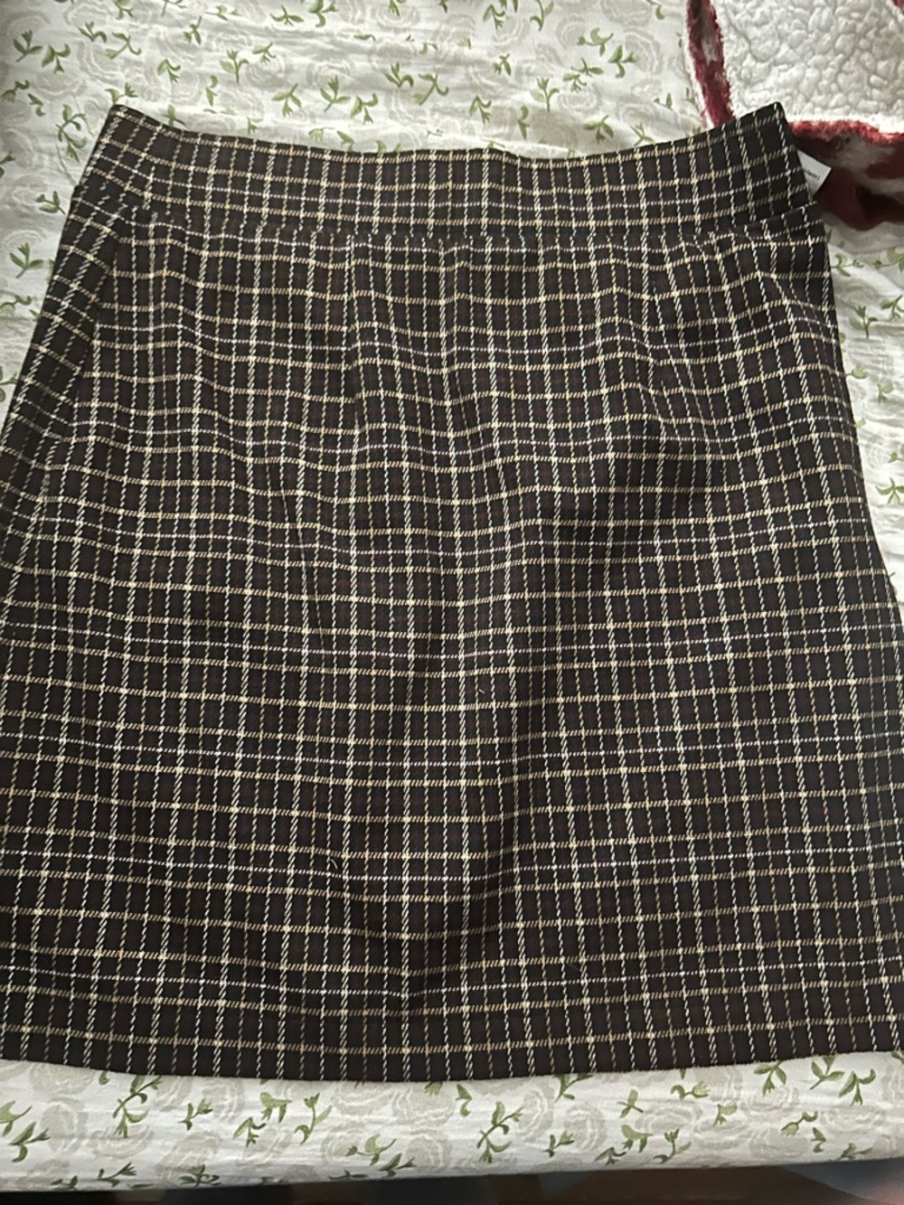 LOFT Black Plaid Mini Skirt with Cream Windowpane